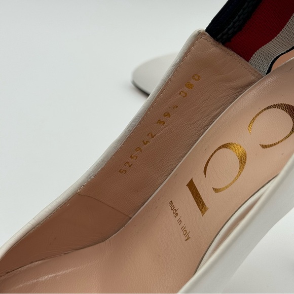 Gucci White And Red Leather Sling Back Heels (525942) Size 39.5 - Picture 12 of 17